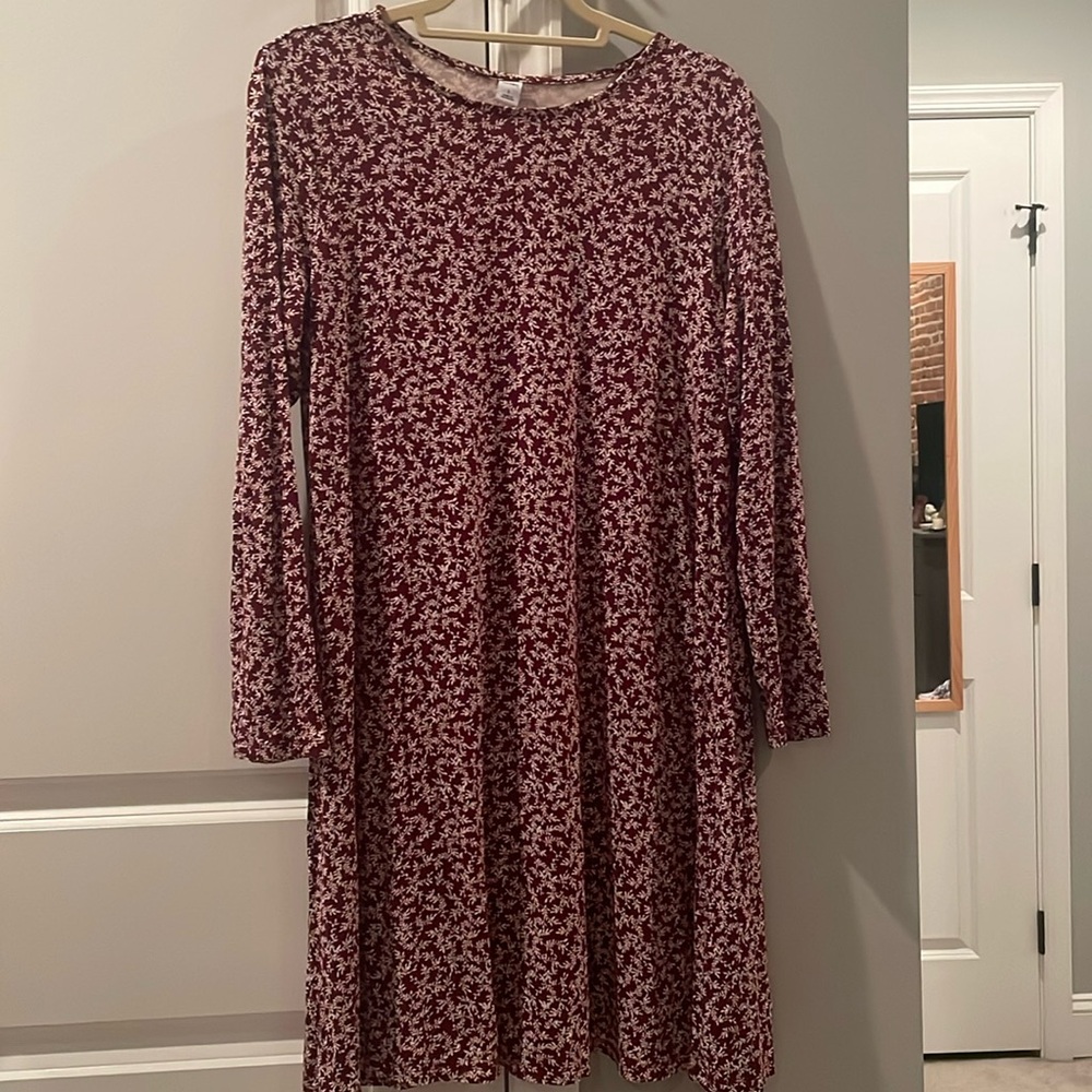 Old Navy Red Floral Swing Dress